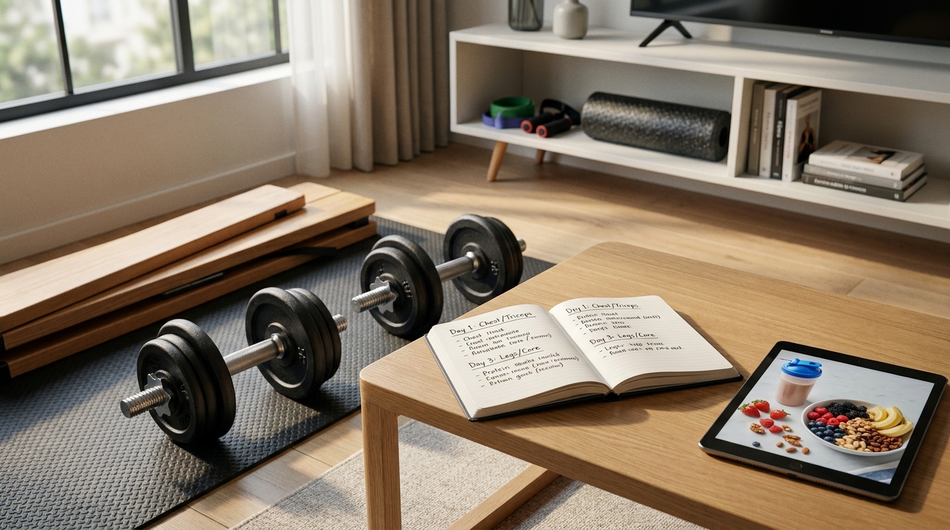 tage split training kurzhanteln ganzkoerper workout zuhause