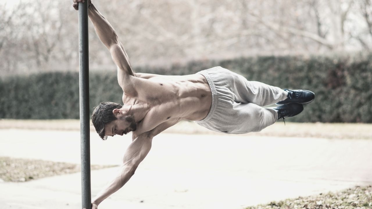 Blue Steel Bars For Human Flags And Callisthenics Training