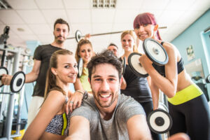 freunde beim training